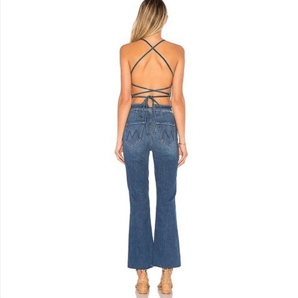 Mother RARE Denim The Tie Back Hustler Ankle Fray Jumpsuit NEW - Picture 7 of 13